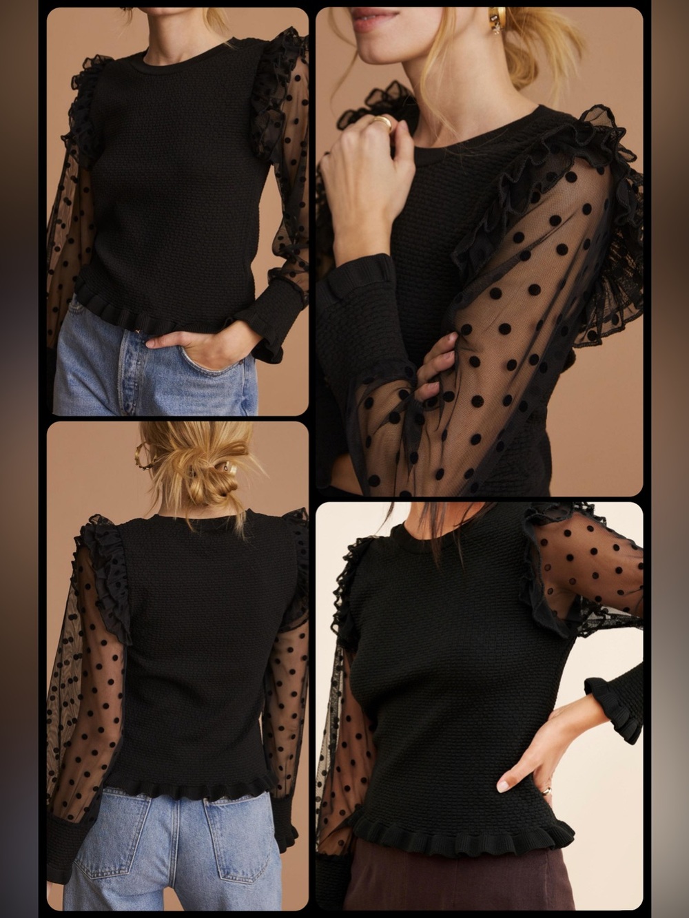 Maeve Smocked Ruffled Sweater